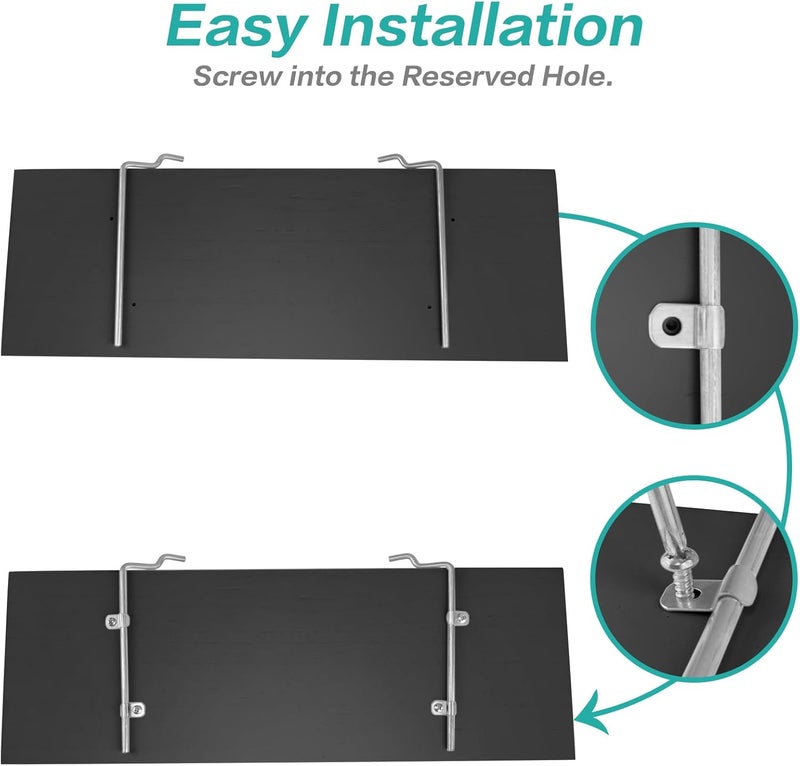WOWKIT Pegboard Shelves, 16" x 6" Large Peg Board Racks 2Pack Wall Organizer Shelf, 1/4inch Heavy Duty Metal Brackets Fit All Pegboards, Wood Slats, Craft Garage Workbench Office Shelving Accessories (Black) - Image 4